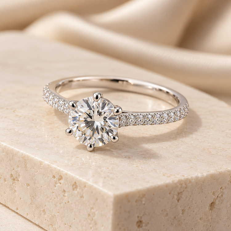 Celestine Diamonds anais round ring